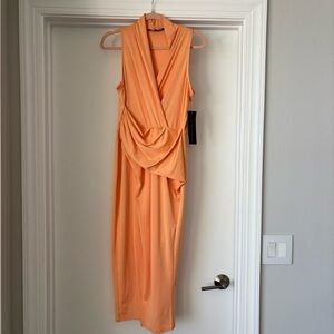 RACHEL Rachel Roy Peach Sleeveless Draped Maxi Dress